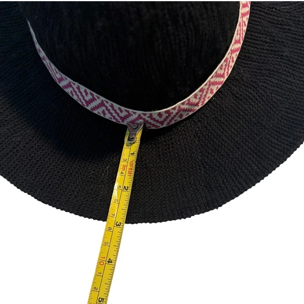 Hollister‎ Y2K Womens Black Knit Wide Brim Hat With Aztec Band One Size Festival